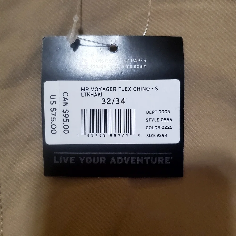 Eddie Bauer Mens Tan Voyager Flex Chino Slim Straight Leg Pants Size 32 NWT - Picture 10 of 12